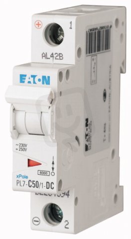 Jistič PL7-C50/1-DC-DC, char. C, 1-pólový, 10kA, 50A EATON 264894