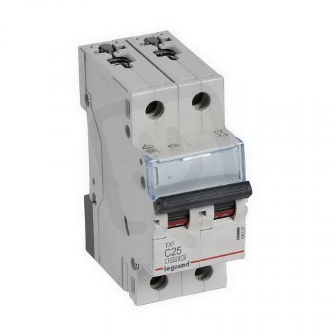 TX3 JISTIČ, 2 PÓLOVÝ, CHAR. C, 25A 10000A LEGRAND 404207