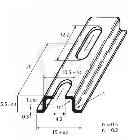 DIN-lista 15x5,5 - perforovaná, šířka 4,2mm 1m SCHMACHTL TS 15/F 1M