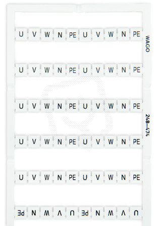 Popisovací karta Mini-WSB potisk U, V, W, N, PE, U, V, W, N, PE (10×) bílá