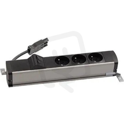 Standardní zásuvkový blok: 3x 250 V typ E + 2x zásuvka RJ45 hliník černý