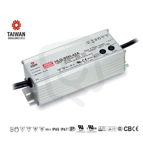 Napájecí zroj pro LED 61W 42V MEAN WELL HLG-60H-42