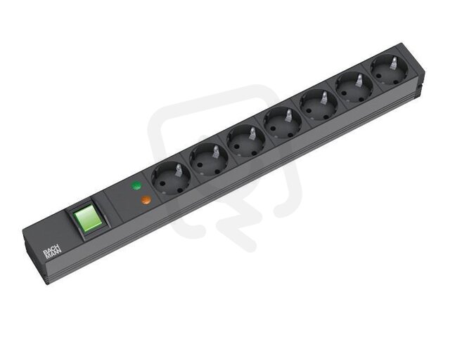 Bachman 333.535 19'' 1U 7xCEE7/3 bk 1xswitch 1xOVP power 2,0m CEE7/7