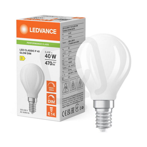 LEDCLP40GLOWDIM3.4W930 FILFR E14 P LEDV