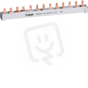Hřebenová přípojnice jazýčková 10mm2/13mod. pro 4P chránič + 9xjistič MKN/MLN