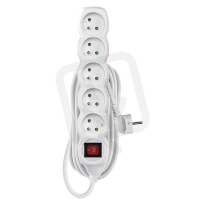 Prodlužovací kabel 7 m 5 zásuvek s vypínačem bílý PVC 1,5mm2 EMOS P1517R