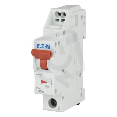 PLI-C4/1 Jistič PLI (bezšroubové svorky nahoře) char C 1-pólový 10kA 4A 101253