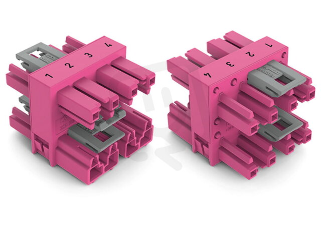 Rozdělovač s 3 výstupy 4pól. Kód. B Růžová WAGO 770-1736