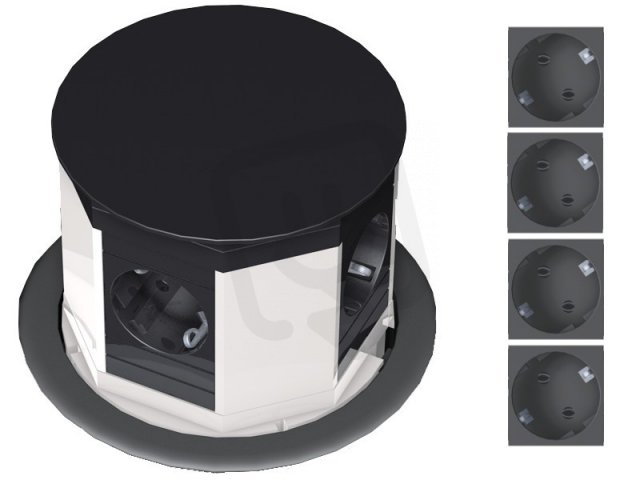 Bachman 904.005 ZásuvkovýVýsuvný sloupek 3x230V 35° 2xRJ45(CAT6)3,0m kabel,černý