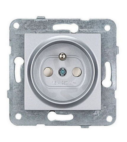 Zásuvka ČSN bezpečnostní clonka, šroubové svorky, stříbrná SCHRACK EV121252--