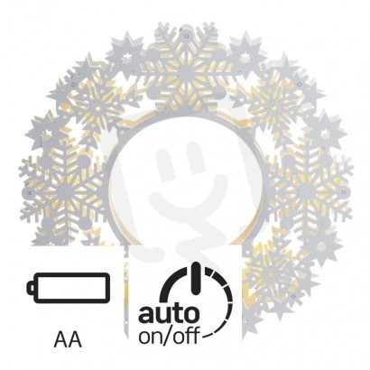 LED vánoční věnec, 2xAA, vnitřní použití, teplá bílá, časovač