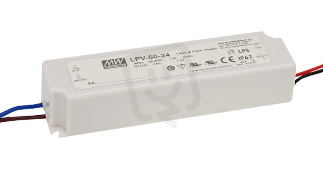 Napájecí zdroj pro LED 60W 24V IP67 MEAN WELL LPV-60-24
