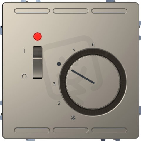 Pokojový termostat, Merten System D, 24V, nikl kovová, kov MEG5761-6050