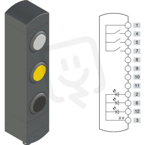 Ovládací jednotka BN 3 prvky (konfigurace A22) 1NO, Konektor M12,12 pólů, IP65