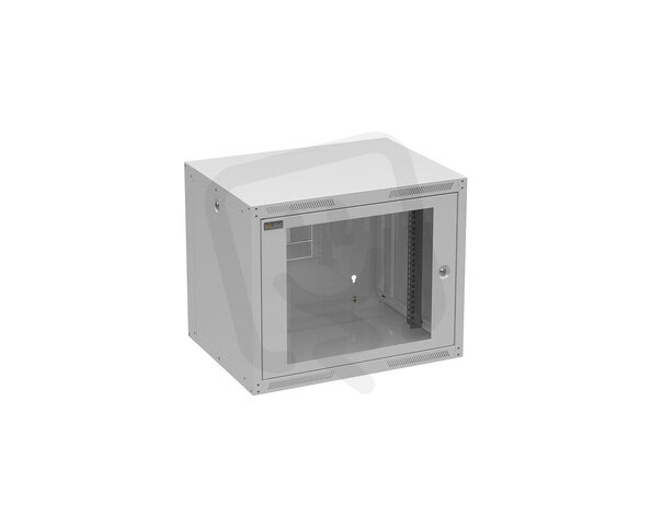 Nástěnný nýtovaný rozvaděč GrandN DUO 9U s prosklenými dveřmi,hl.450mm 83000383