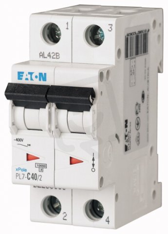 Jistič PL7-C40/2, char C, 2-pólový, 10kA, 40A EATON 263363
