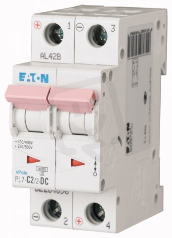 Jistič PL7-C2/2-DC-DC, char. C, 2-pólový, 10kA, 2A EATON 264896