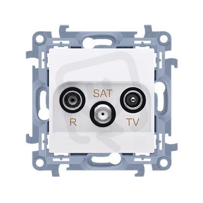 Anténní zásuvka R-TV-SAT průchozí 1x vstup: 5MHz - 2,4GHz, bílá CASP.01/11