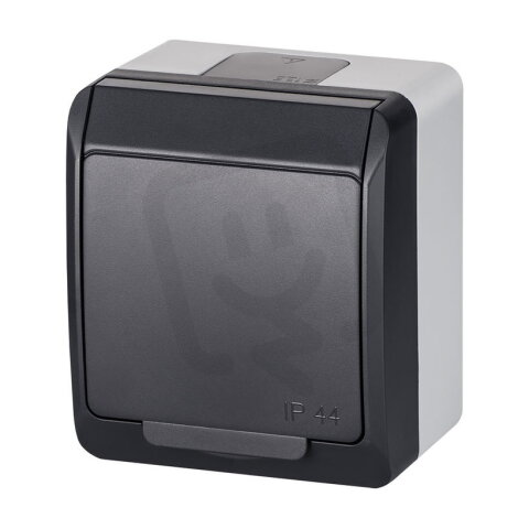 GALATEA IP44 Zásuvka 2P+PE SCHUKO (antracit) FAMATEL 5324-07