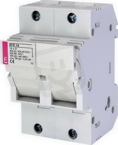 Pojistkový odpínač EFD 14 2p 50A 690V AC pro CH14 gG/aM ETI 002560003