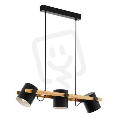 Závěsné svítidlo HORNWOOD 3xE27 černá-krémová/dřevo 180W IP20 EGLO 43045