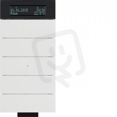 Tlačítkový senzor IR 5-násobné s pokoj. termostatem a displejem B.IQ bílá mat