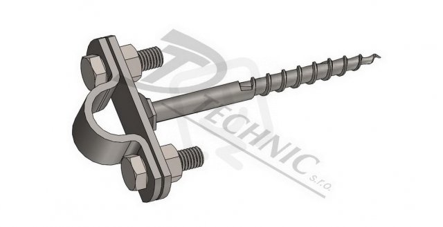 DOTb vrut 280 - d20 Držák ochranné trubky a jímače d18-20 - s vrutem - 8x280 mm