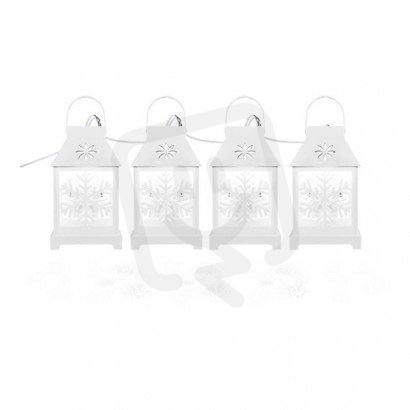 LED vánoční girlanda - bílé lucerny s vločkami, studená bílá EMOS DCLC02