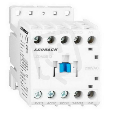 Stykač 3pólový CUBICO Mini, 2,2 kW, 6 A, 1Z, 230 VAC SCHRACK LZDM0613--