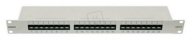 19'' patchpanel kompaktní, 24xRJ-45 UTP Cat.6, 1U, RAL 7035 SCHRACK HSERU246GV