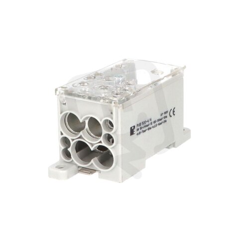 Blok pro rozdělení fází PVB 500-4/4 1pól. AL/CU 500A 690V šedý na DIN 1004082