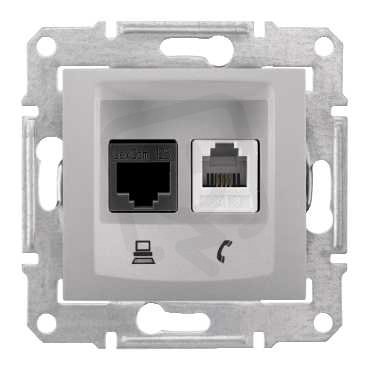 Sedna Zásuvka telefonní RJ11 a datová 1xRJ45 kat.5e UTP Aluminium SCHNEIDER