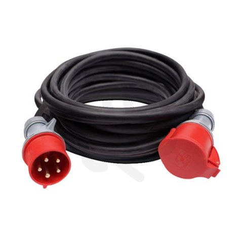 1z prodlužovací přívod - spojka 15m 400V/16A černá kabel gumový H05RR-F 5G2.5mm2