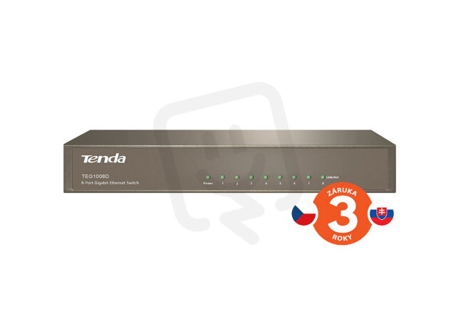 Tenda TEG1008D 8-portový Gigabit Ethernet Switch, 10/100/1000Mbps, Kov Tenda