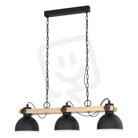 Závěsné svítidlo LUBENHAM E27 černá/dřevo 3X28W IP20 EGLO 43992