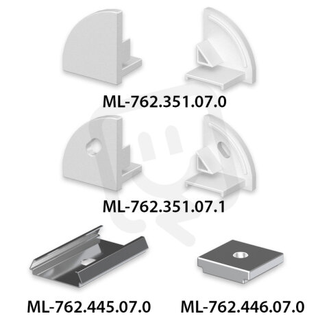 Koncovka pro RC bez otvoru, stříbrná barva MCLED ML-762.351.07.0