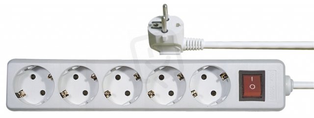 Prodlužovací kabel 2 m 5 zásuvek s vypínačem bílý PVC 1mm2 EMOS P1522