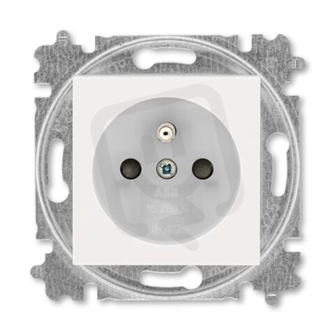 ABB LEVIT M zásuvka 55×55, s kolíkem, perleťová 6619H-A06557 68 (náhrada 5519)