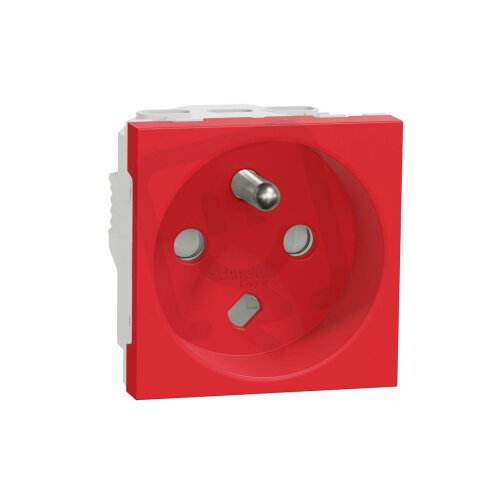 NOVÁ UNICA Zásuvka, nezáměnná 250V/16A 2P+E, clonky, šroubová, Červená
