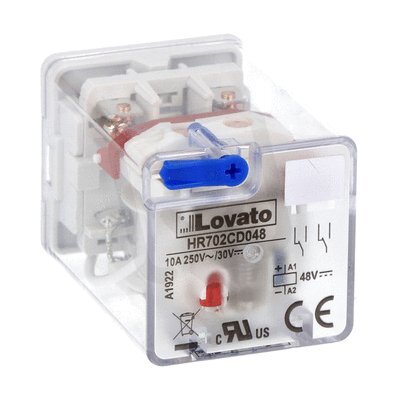 Lovato HR702CD048 Průmyslové relé. OCTAL 2SC 10A 48VDC+LED