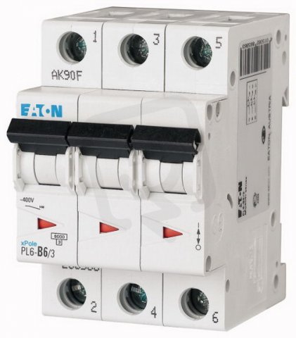 Jistič PL6-B6/3 char B, 3-pólový, 6kA, 6A EATON 286586