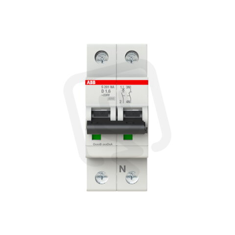 ABB S201-D1,6NA jistič 1F odpojení N vodiče (1+NA) 1.6 A char. D 6kA