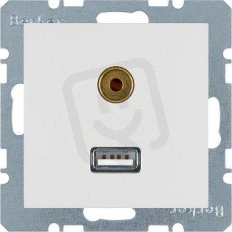 Zásuvka, USB/3,5 mm Audio, S.1/B.x, bílá, lesk BERKER 3315398989