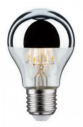 LED žárovka 4,8 W E27 zrcadlový svrchlík stříbrná teplá bílá PAULMANN 28669
