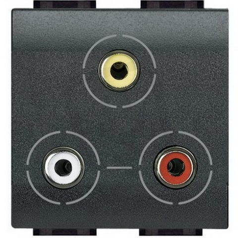 BTICINO LIVINGLIGHT ZÁSUVKA 3XRCA 3MODULOVÁ ANTRACIT L4283