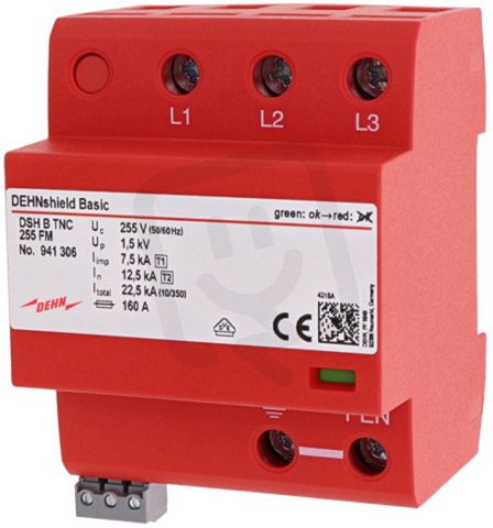 Optimalizovaný kombinovaný svodič DEHNshield B Typ 1+2 pro třífázové TN-C-sítě