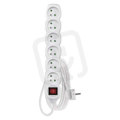 Prodlužovací kabel 3 m 6 zásuvek s vypínačem bílý PVC 1,5mm2 EMOS P1613R