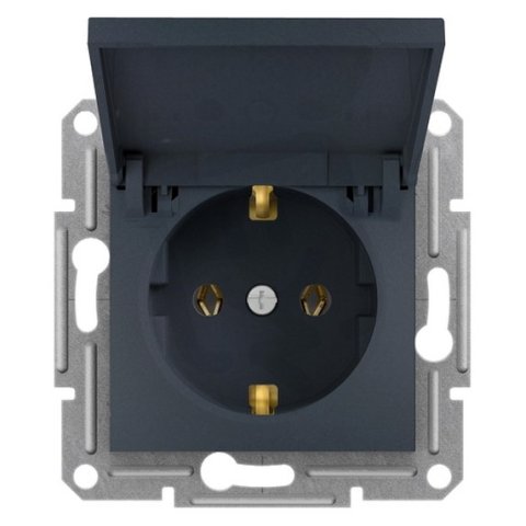 ASFORA Zásuvka SCHUKO 250V 16A, clonky, IP44, antracit SCHNEIDER EPH3100171