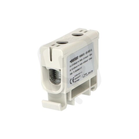 Svorka univerzální UK 50/1 A 160A 1pól. AL/CU krytá šedá na DIN ELEMAN 1006610