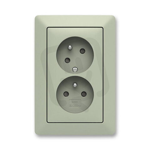 ABB Dvojzásuvka s ochr. kolíky, s clonkami, natočená (5513T-C02357 143) olivová